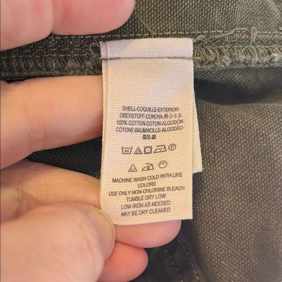 FREE PEOPLE Size 26 Denim Green Cargo Skirt Mini Fringe Utilitarian Distressed - Picture 8 of 10